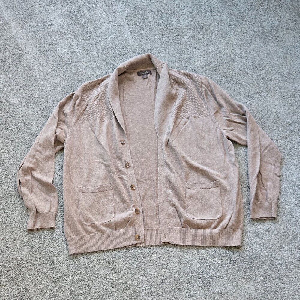 Tasso Elba Light Brown Cardigan Size XXL Plus Sized Button Up Sweater